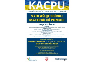 KACPU vyhlašuje sbírku materiální pomoci