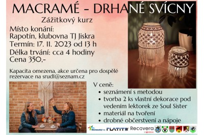 Zážitkový kurz macramé - drhané svícny