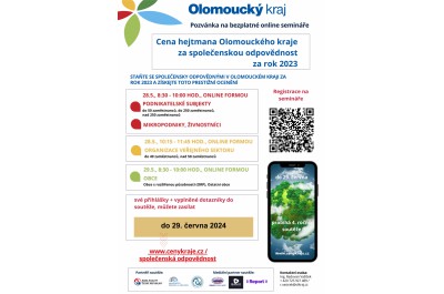 Online semináře ke 4. ročníku soutěže Cena hejtmana Olomouckého kraje za společenskou odpovědnost