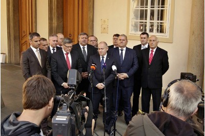 Tisková konference hejtmanů na Pražském hradě