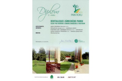 Projekt revitalizace zámeckého parku v Čechách pod Kosířem získal ocenění