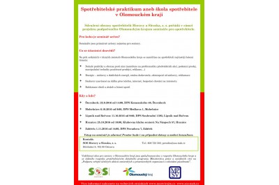 Spotřebitelské praktikum aneb škola spotřebitele v Olomouckém kraji