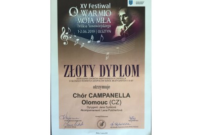 Pěvecký sbor Campanella přivezl zlato z polského města Olsztyn