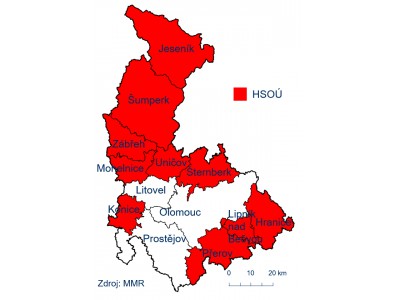 Vymezení HSOÚ v Olomouckém kraji