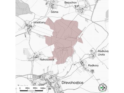 Mapa evropsky významné lokality Dřevohostický les