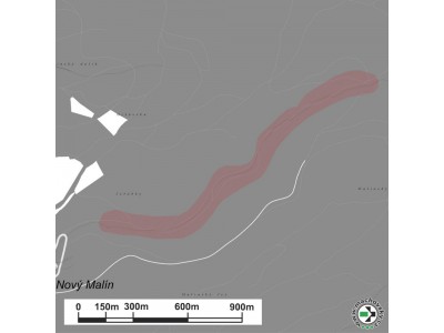 Mapa evropsky významné lokality Údolí Malínského potoka