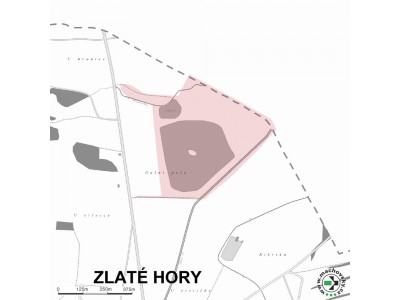 Mapa evropsky významné lokality Zlaté Hory - Zlaté jezero