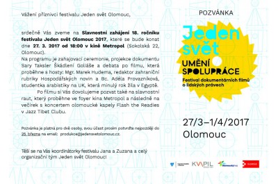 18. let spolupráce - startuje festival Jeden svět Olomouc