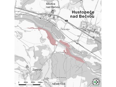 Mapa evropsky významné lokality Hustopeče - Štěrkač
