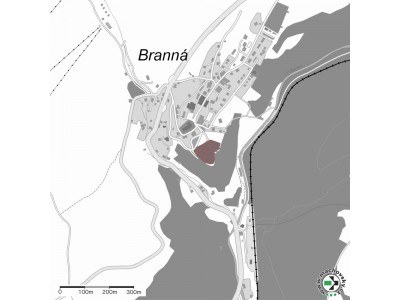 Mapa evropsky významné lokality Branná - hrad