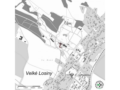 Mapa evropsky významné lokality Velké Losiny - lázeňský dům Eliška